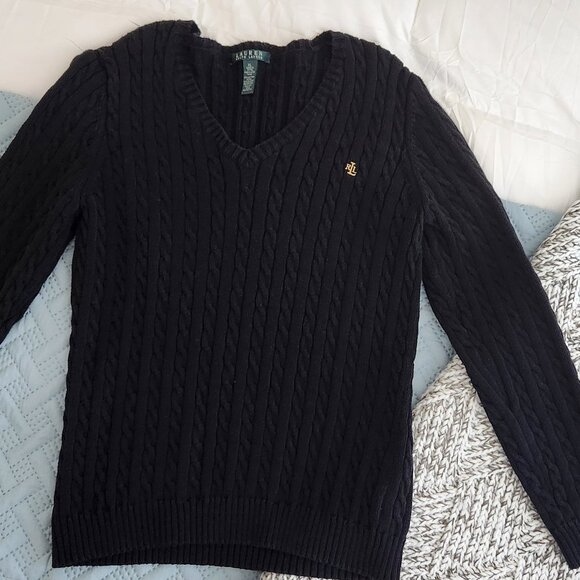 Ralph Lauren Black Neck cable knit sweater size Xl - Picture 1 of 7